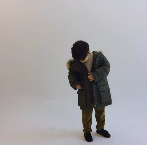 Down Padded Long Jacket with Raccoon hood