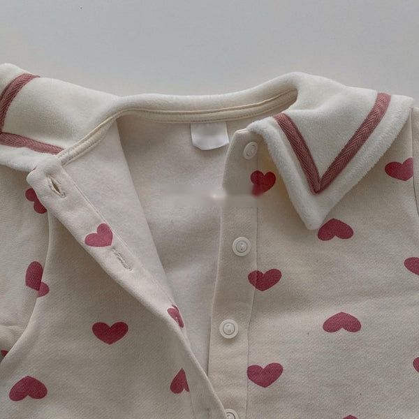 Sailor Collar Heart Pattern Cardigan