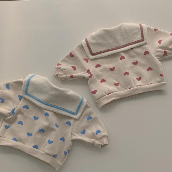 Sailor Collar Heart Pattern Cardigan