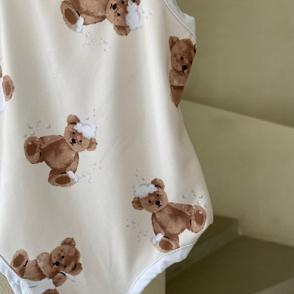 Teddy Bear One-piece Swimsuit and Swim Cap