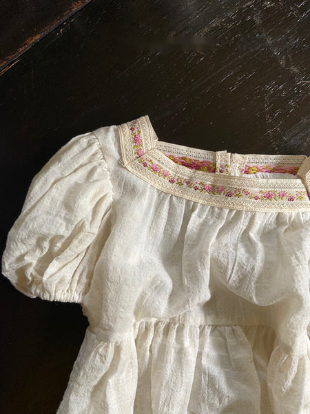 Vintage Flower Square Neckline Bodysuit