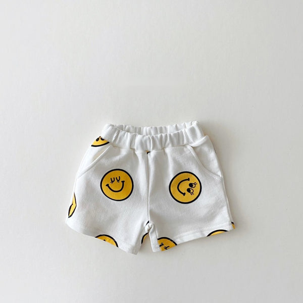 Smiley Face Short Sleeve Sweatshirt and Shorts (Set)