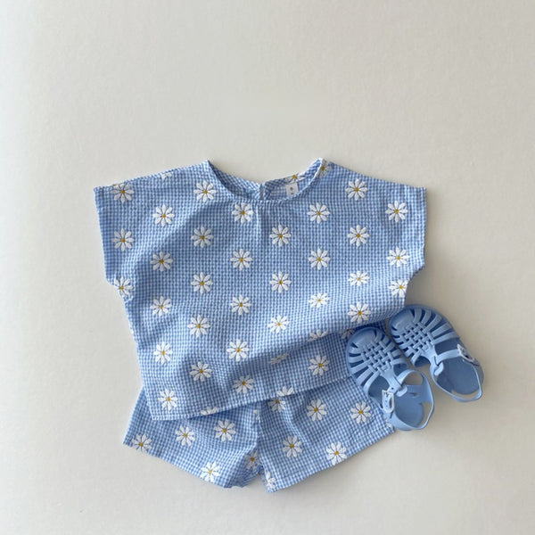 Daisy Textured Short Sleeve Sweatshirt and Shorts (Set)