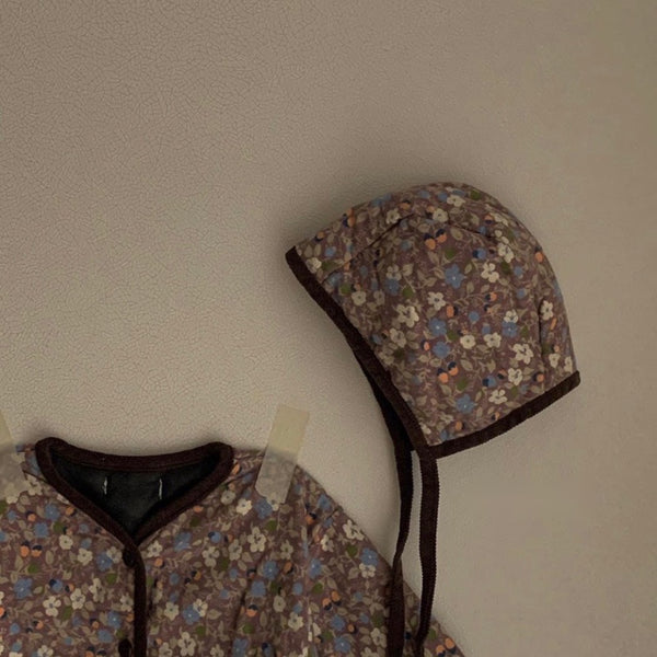 Baby Flower Padded One Piece and Bonnet Set