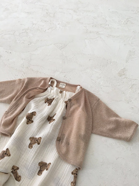 Teddy Bear Gauze Sleeveless overalls