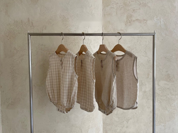 Gingham Sleeveless Button Romper