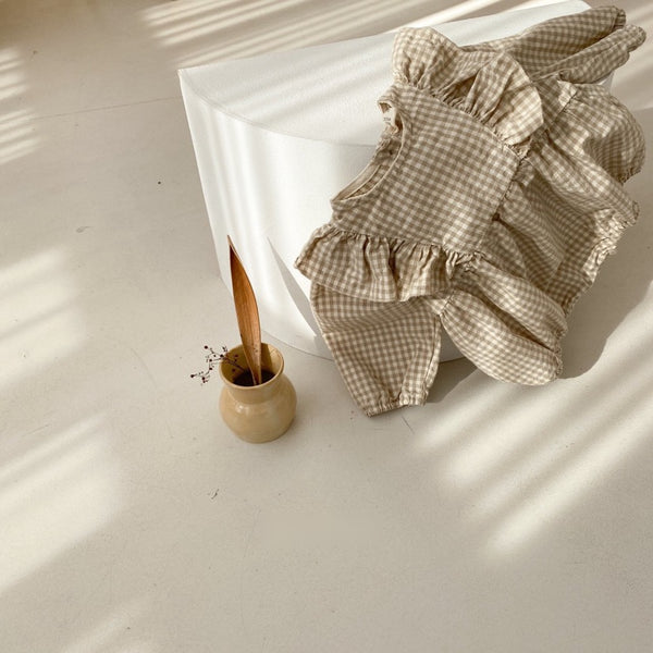 Ruffled Gingham Romper