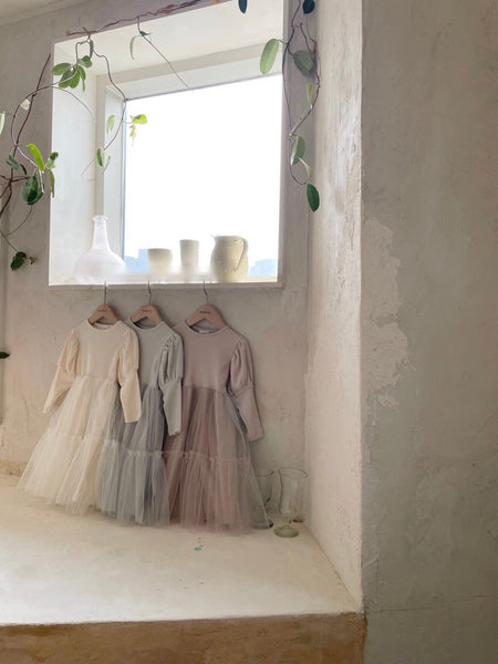 Bubble Sleeve Tulle Dress (Little One)