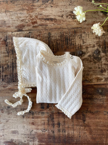 Pointelle Romper and Bonnet (Set)