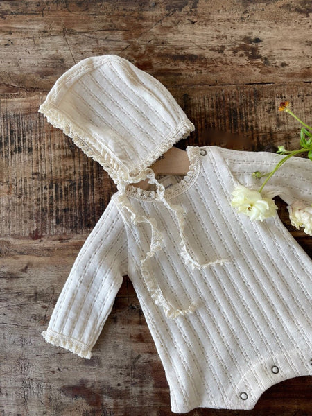 Pointelle Romper and Bonnet (Set)