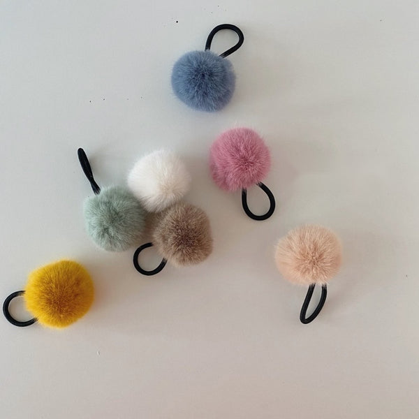 Faux Fur Pompom hair tie