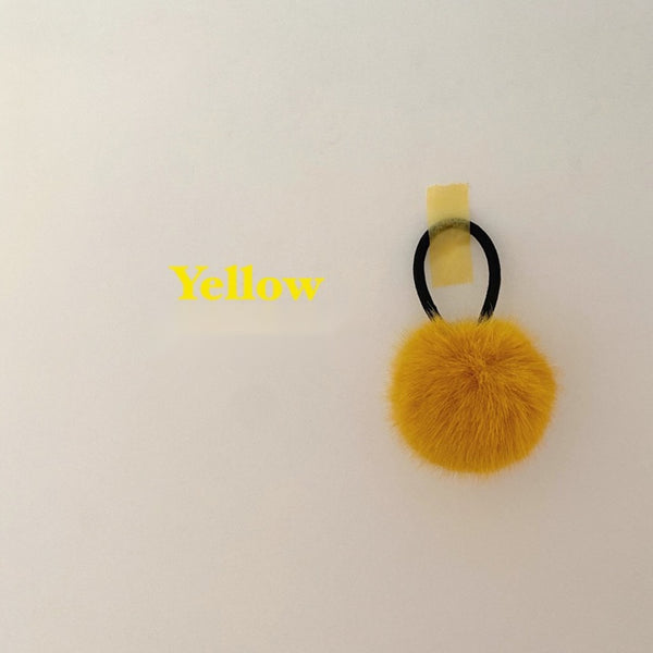Faux Fur Pompom hair tie