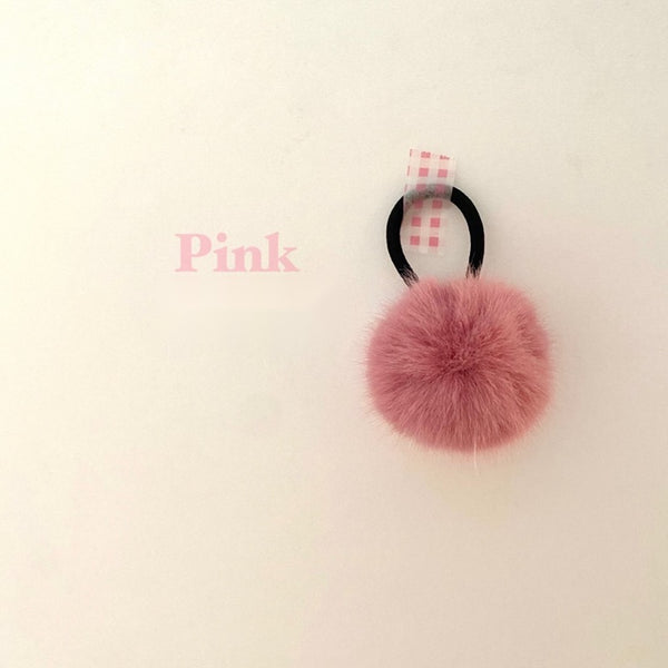 Faux Fur Pompom hair tie