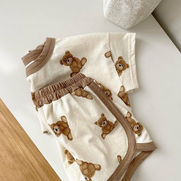 Teddy Bear Short Sleeve T-shirts and Shorts (Set)