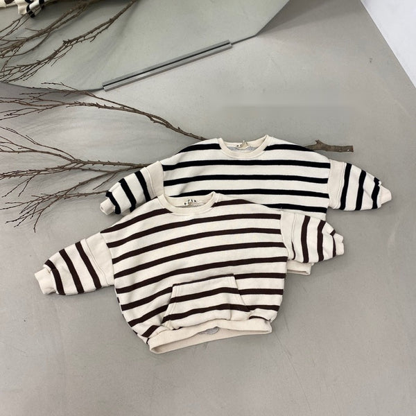 Striped Pouch Pocket Sweatshirt