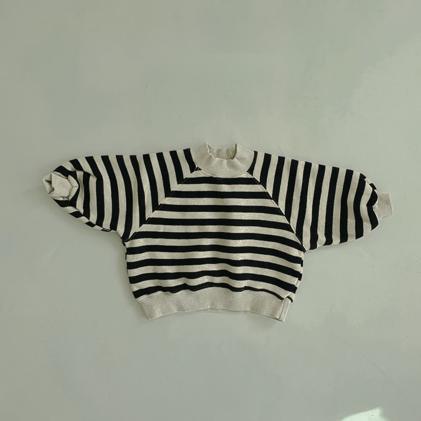 Striped Mockneck Knit Sweatshirts
