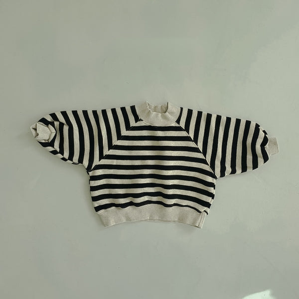 Striped Mockneck Knit Sweatshirts