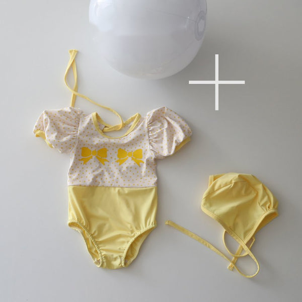 Bubble One-piece Swimsuit, Swim Cap and Beach ball