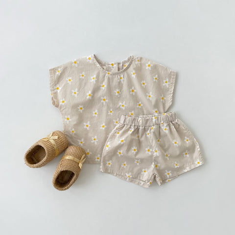 Daisy Cotton Short Sleeve Top and Shorts (Set)