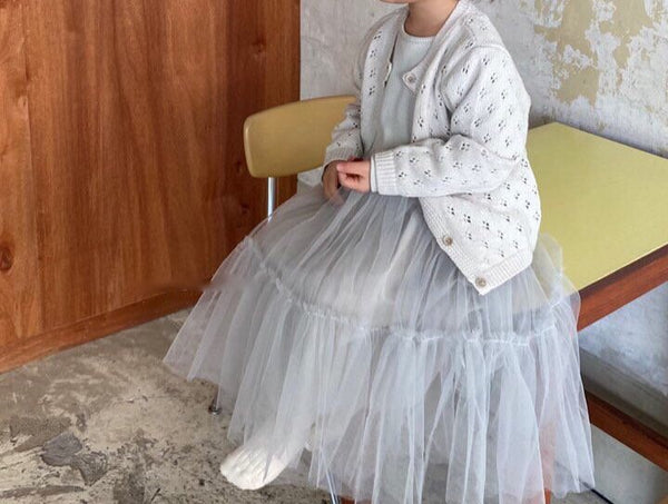Bubble Sleeve Tulle Dress (Little One)